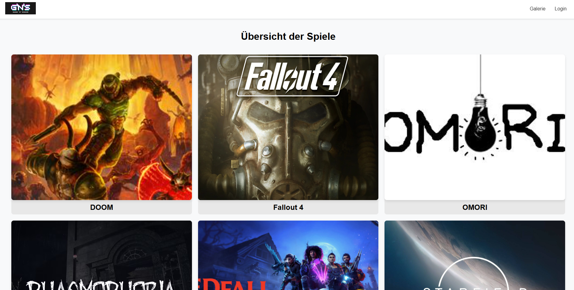 Hauptseite der Review Website.